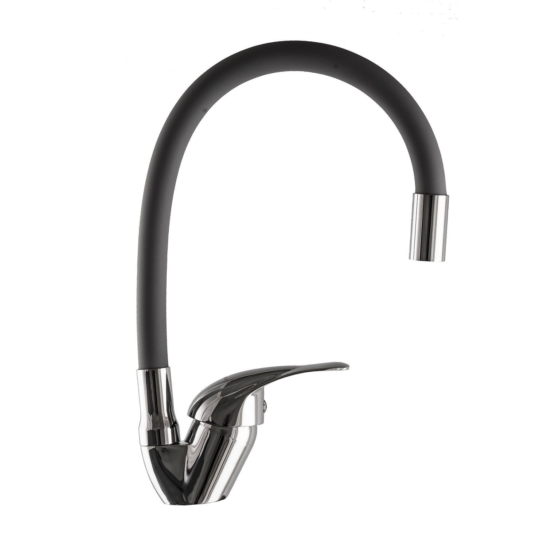 Змішувач для кухні EcoMix E-GEZ-203SLR-GRAY 000017506 з гнучким виливом Сірий (108264)