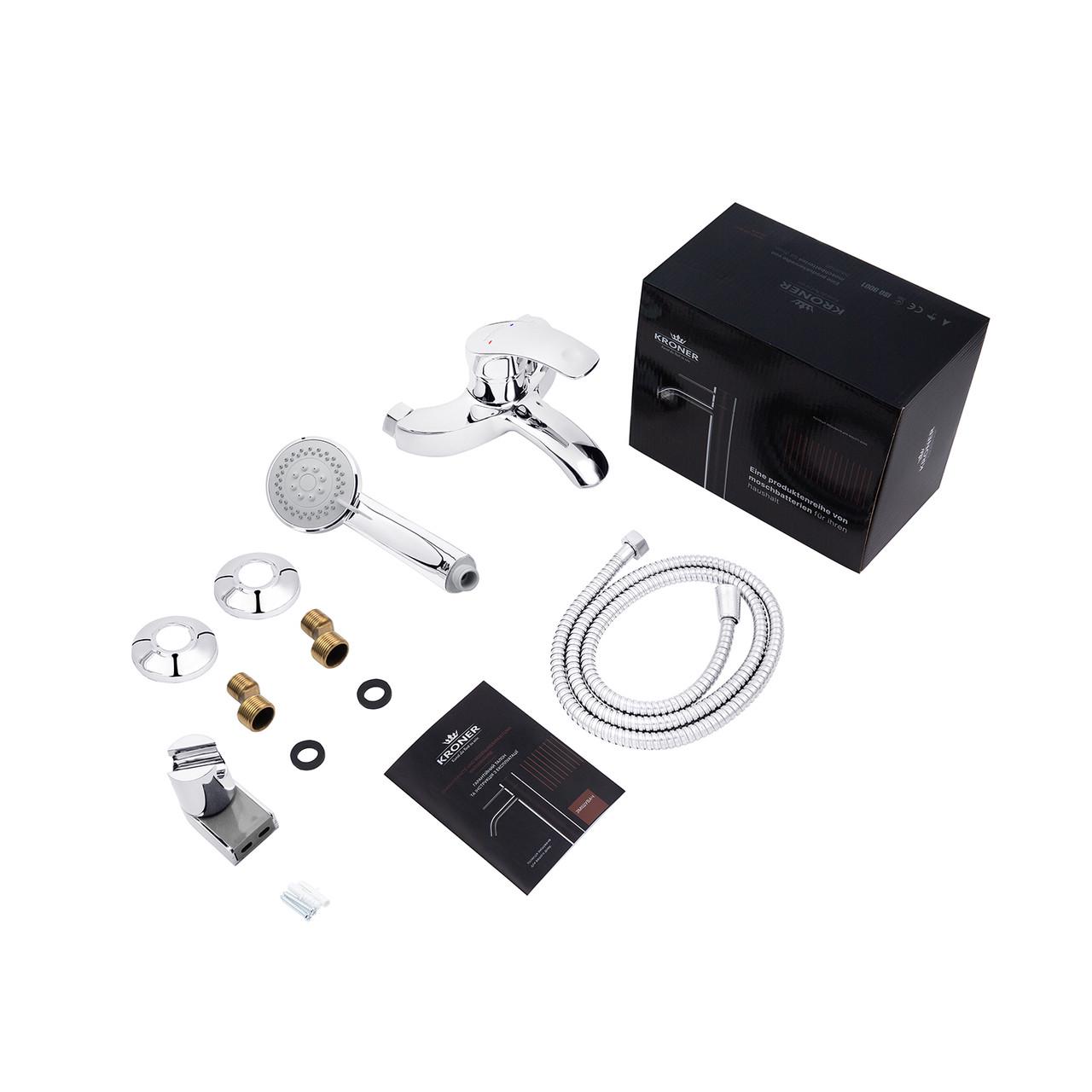 Змішувач для ванни Kroner KRP Konstante C060 з душовим гарнітуром Хром (CV023589) - фото 2 Змішувач для ванни Kroner KRP Konstante C060 з душовим гарнітуром Хром (CV023589) - фото 2