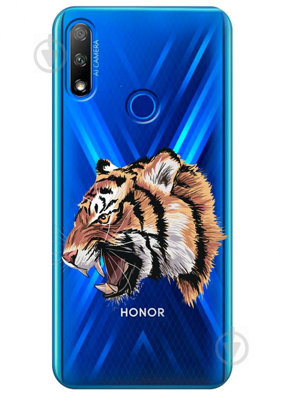 Прозрачный силиконовый чехол iSwag для Huawei Honor 9X с рисунком - Тигр (KS2738)