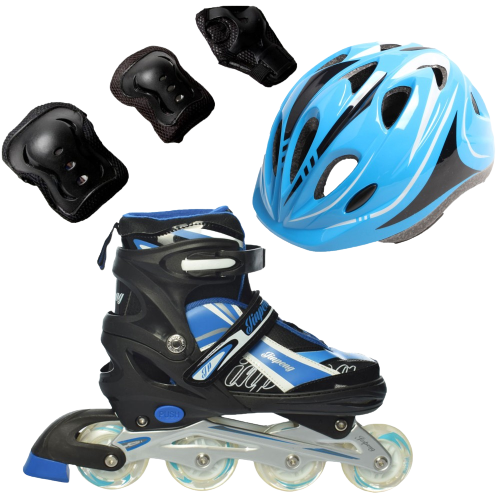 Ролики детские Rider Combo Pro защита и шлем р. 39-42 Синий (2T3007P)