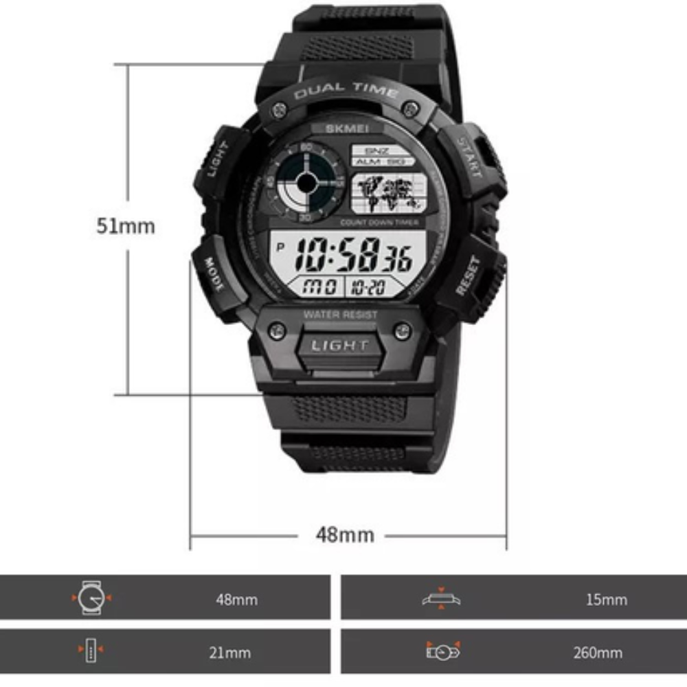 Наручные часы мужские Skmei электронные военные с подсветкой водостойкие ударопрочные Черный (1723) - фото 5 Наручные часы мужские Skmei электронные военные с подсветкой водостойкие ударопрочные Черный (1723) - фото 5