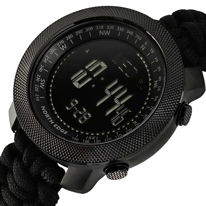 Годинник чоловічий спортивний водостійкий тактичний з компасом North Edge Apache Paracord Edition 2 ремінці