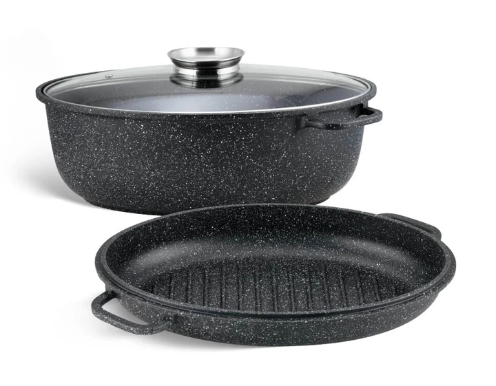 Утятница овальная Edenberg 3в1 с мраморным антипригарным покрытием из алюминия 8 л 38x24 см (EB-9171)