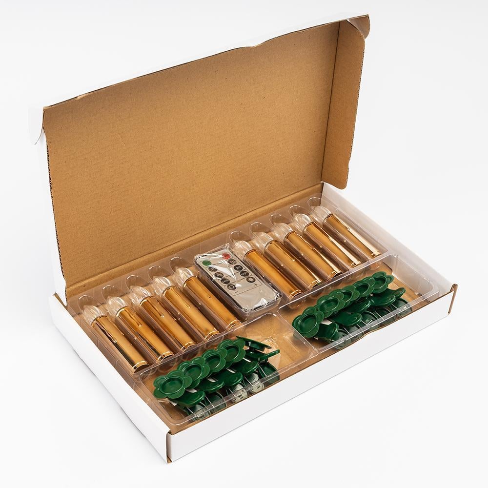 Набор свечей LED с клипсами на елку 10 см 10 шт. Золотой - фото 9