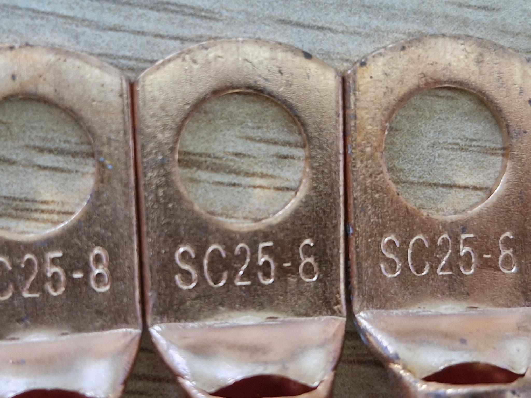 Клема для дроту під обтиск отвір 8 мм 4AWG SC25-8 наконечник кабельний силовий неізольована мідь 25 мм2 10 шт. (95640269) - фото 5 Клема для дроту під обтиск отвір 8 мм 4AWG SC25-8 наконечник кабельний силовий неізольована мідь 25 мм2 10 шт. (95640269) - фото 5