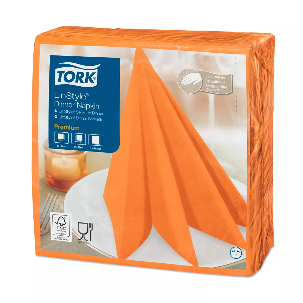 Серветки сервірувальні Tork Linstyle один шар 39х39 мм 50 шт. Помаранчевий (478851)