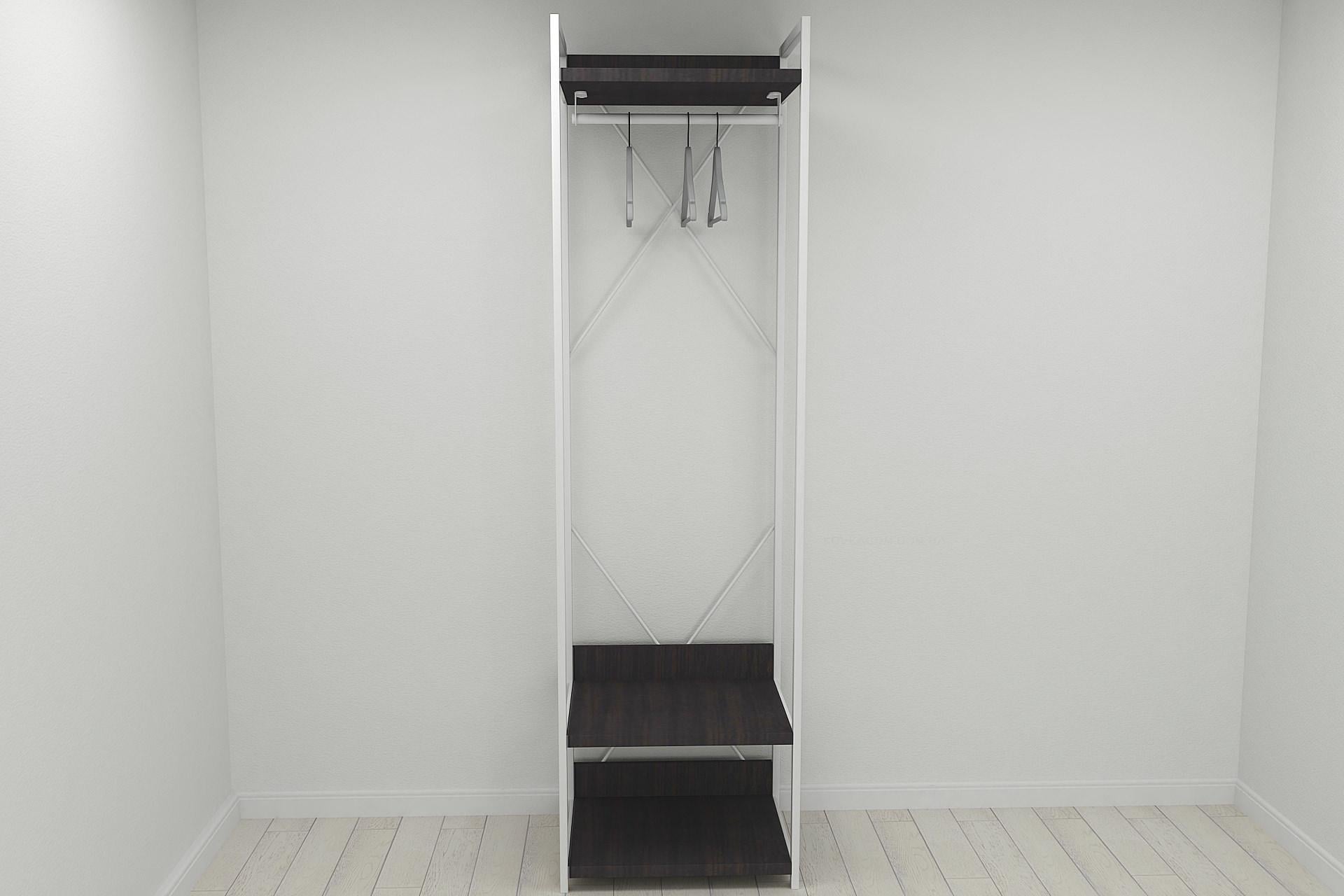 Шкаф гардероб уни секция 1 серии Конект Ferrum-decor 220x60x50 см металл Белый/ДСП Венге Магия (SHG017)