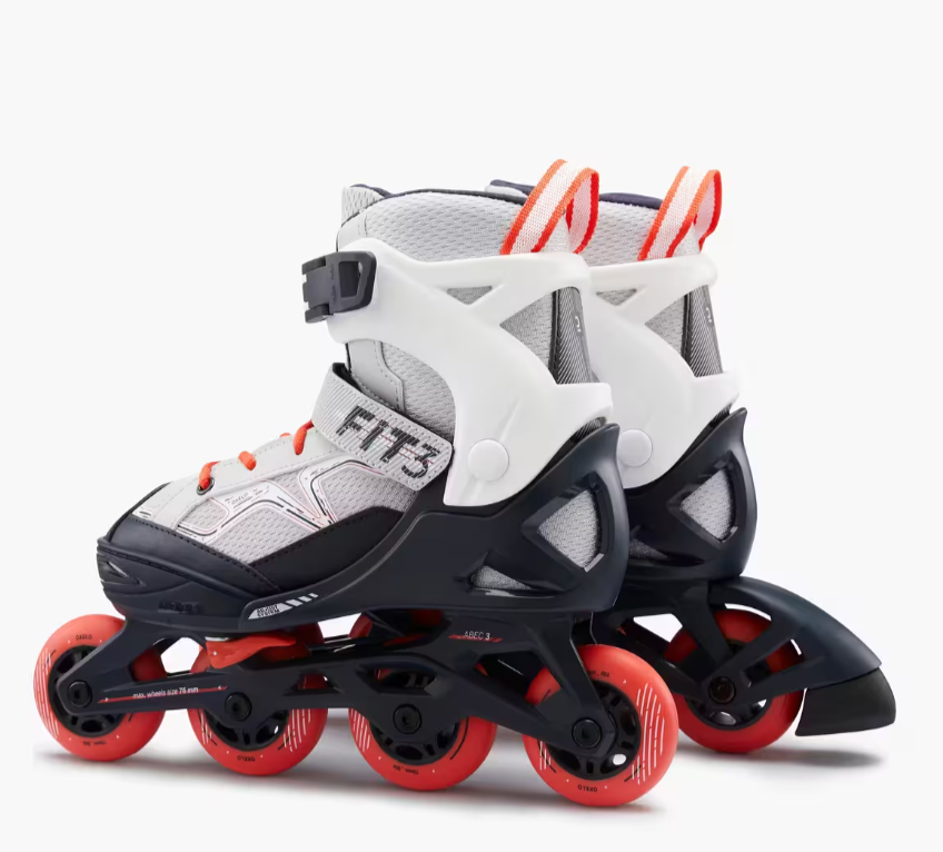 Ролики детские раздвижные OXELO FIT3 EU р. 29-32 Серо-оранжевый (2529819331) - фото 4