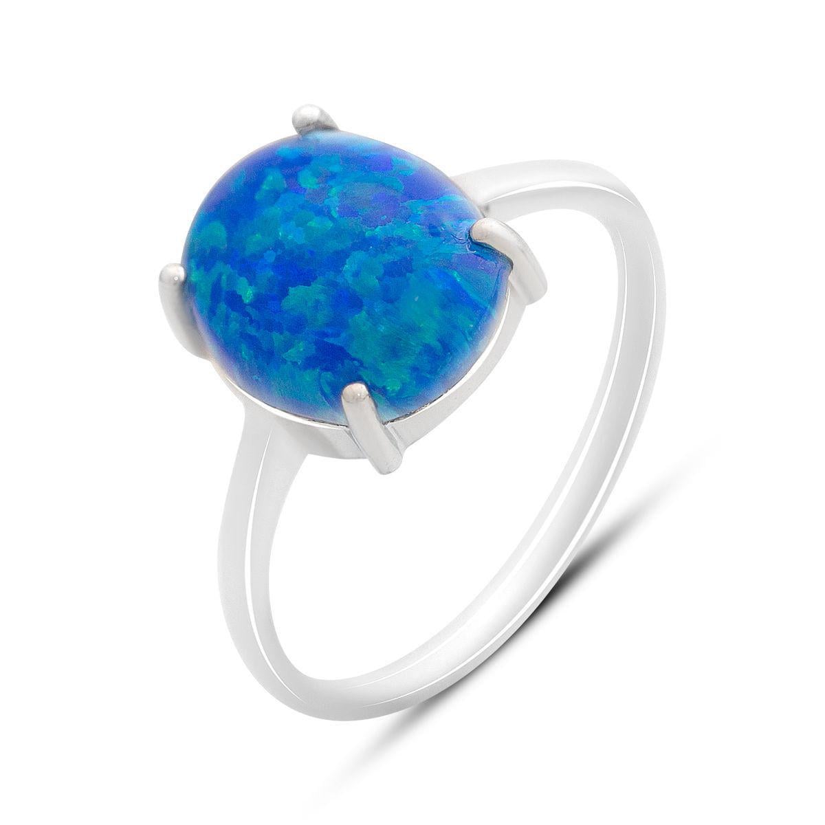 Кольцо серебряное с овальным опалом р. 17,5