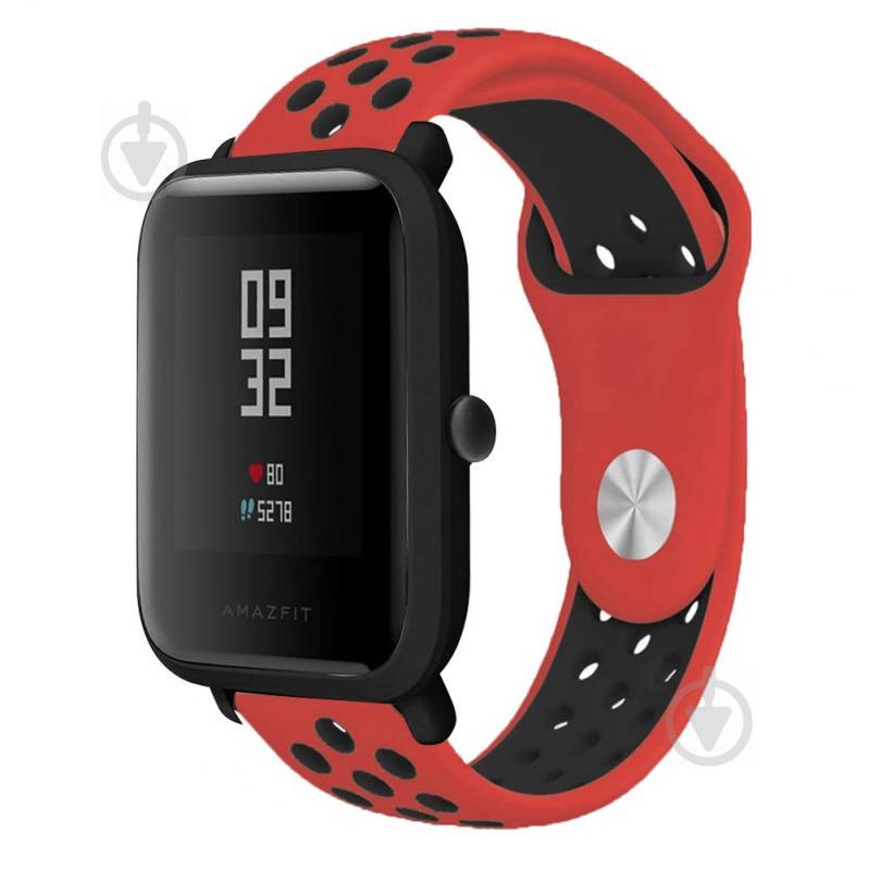 Ремешок 20мм BeWatch sport-style для смарт-часов Amazfit BIP | Bip Lite | GTS | Gtr 42mm Красно-Черный (1010131)