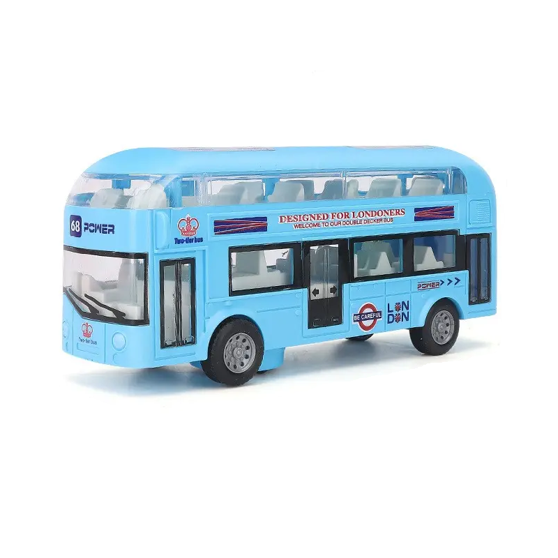 Автобус движущийся двухэтажный City Bus на батарейках со светло-музыкальными эффектами 21 см Голубой (1893590986)