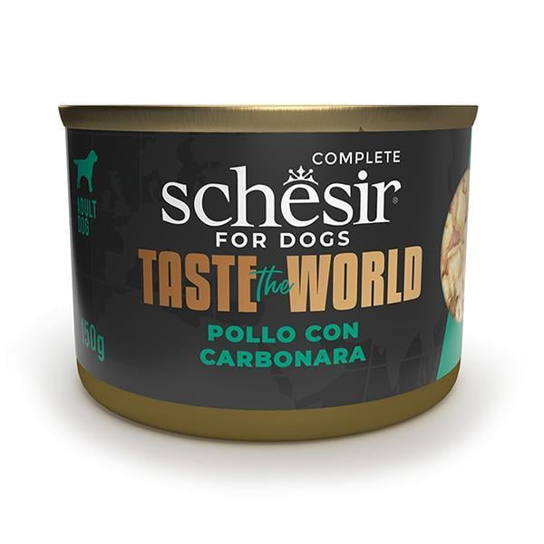 Корм влажный для собак Schesir Wet Taste the World Chicken курица с карбонарой консервы в бульоне 150 г (122506)