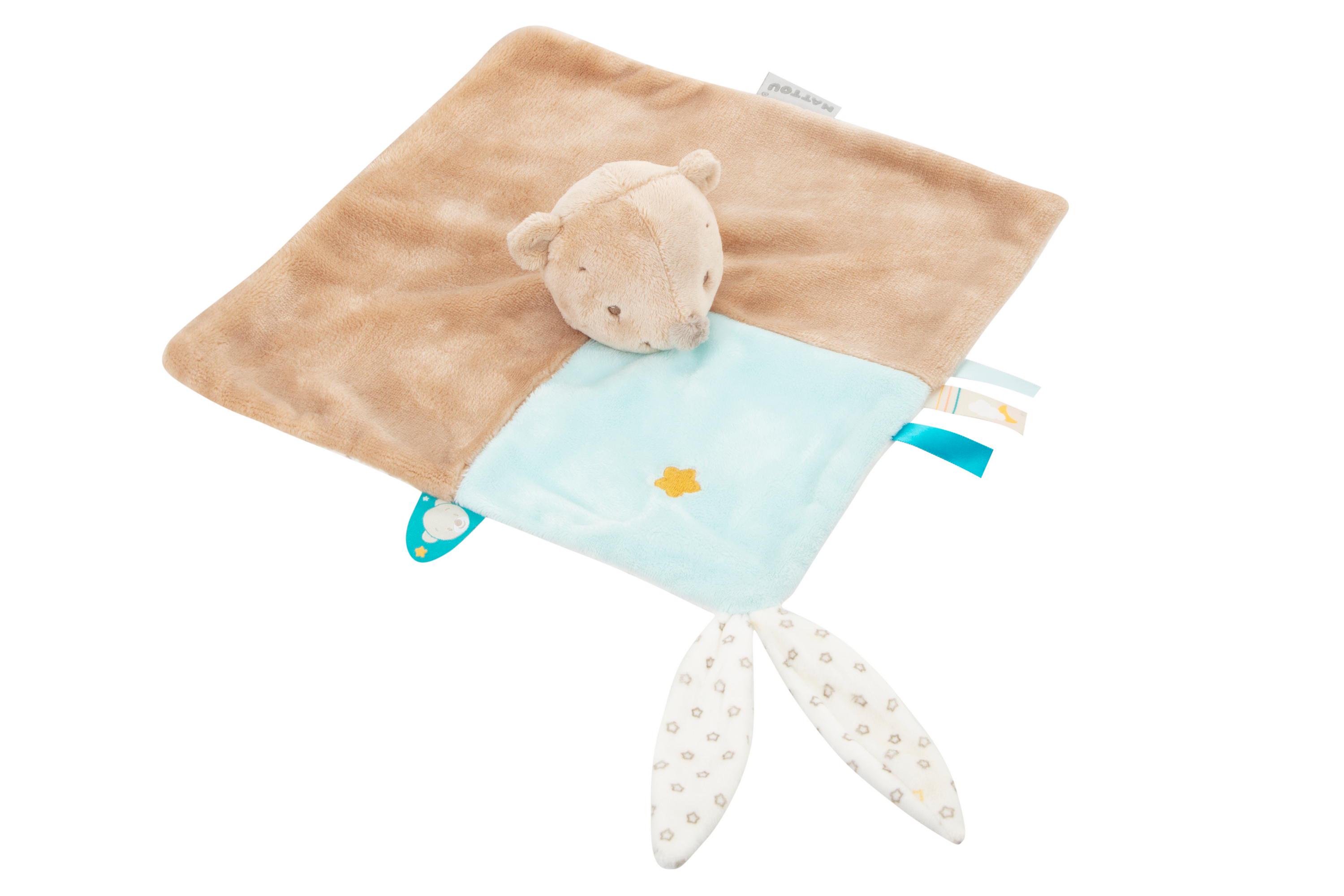 Игрушка-комфортер Nattou Мишка Базиль Бежевый/Бирюзовый (562126)