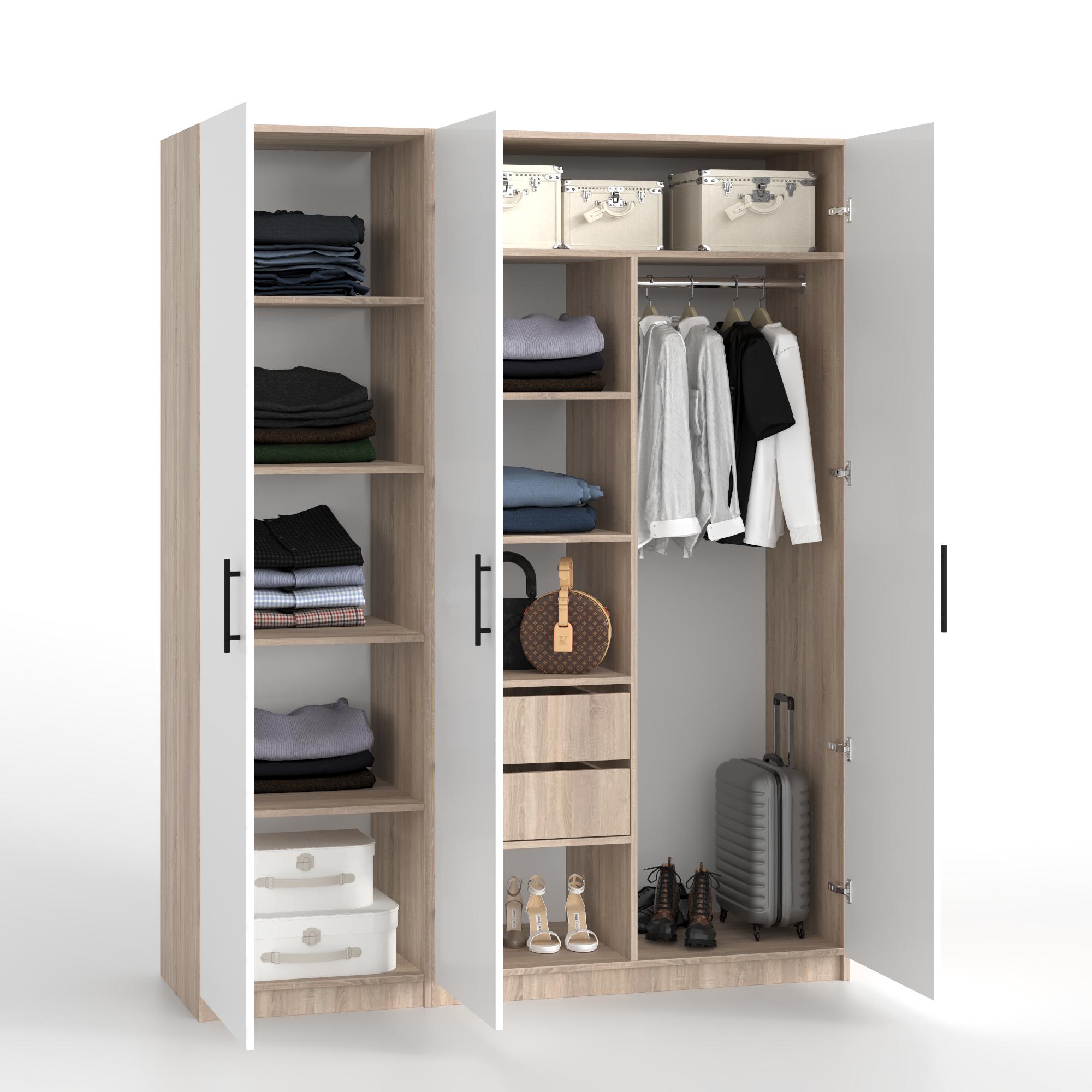 Шкаф-гардеробная комплект 1950x1500x520 мм Белый/Дуб сонома