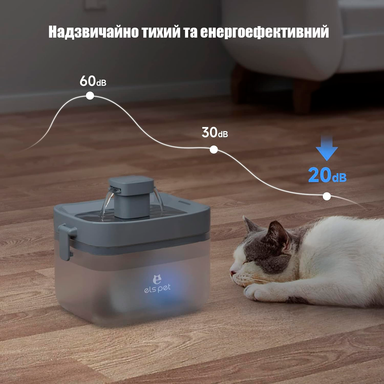 Поилка фонтан для кошек и собак ELS PET 1,5 л с фильтром и LED подсветкой (2028234428) - фото 9 Поилка фонтан для кошек и собак ELS PET 1,5 л с фильтром и LED подсветкой (2028234428) - фото 9