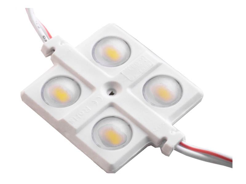 Светодиодный модуль с линзой SMD2835 4 LED 12В 2.4Вт IP65 6500К холодный белый (1558)