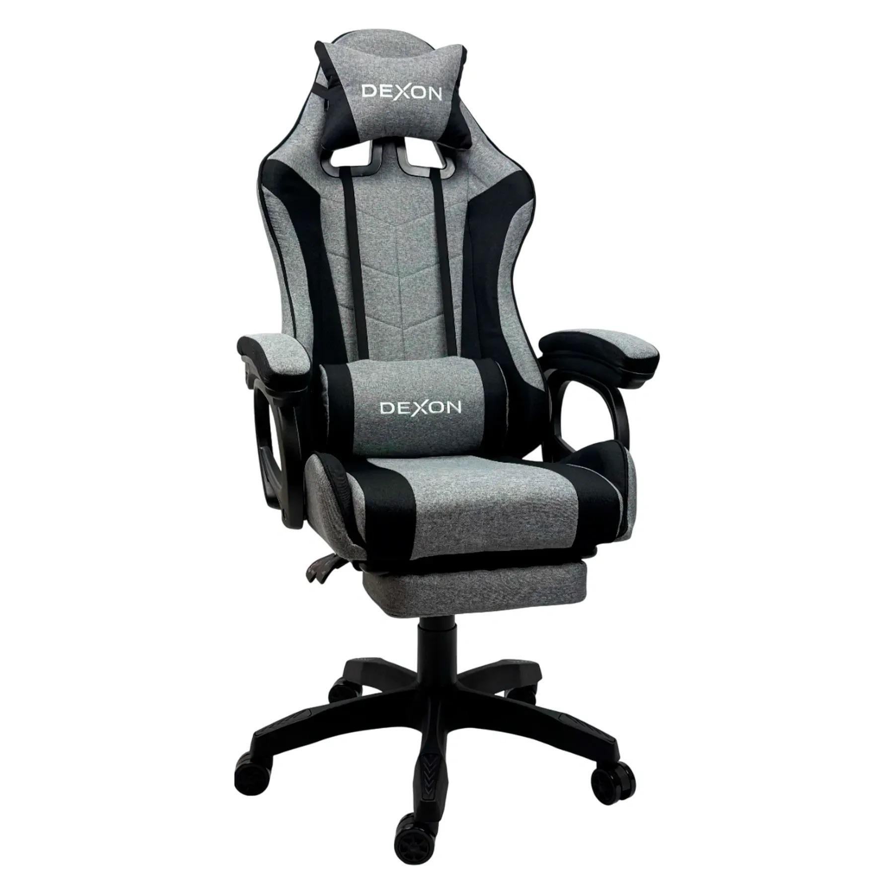 Кресло геймерское с подставкой для ног из ткани Темно-серый (381904)