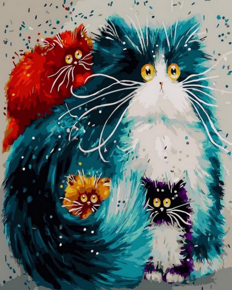 Картина по номерам Rainbow Art Разноцветные коты (GX3805-RA)