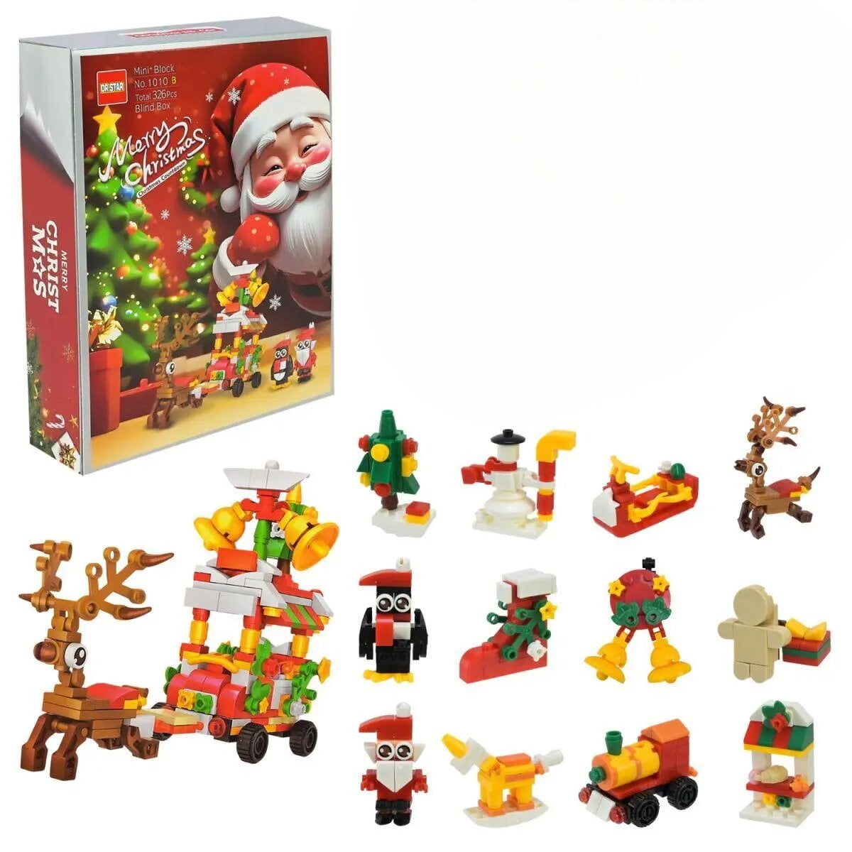 Адвент календарь конструктор Fun Game Merry Christmas 1010 B на 12 ячеек на 326 элем. (3245895759)