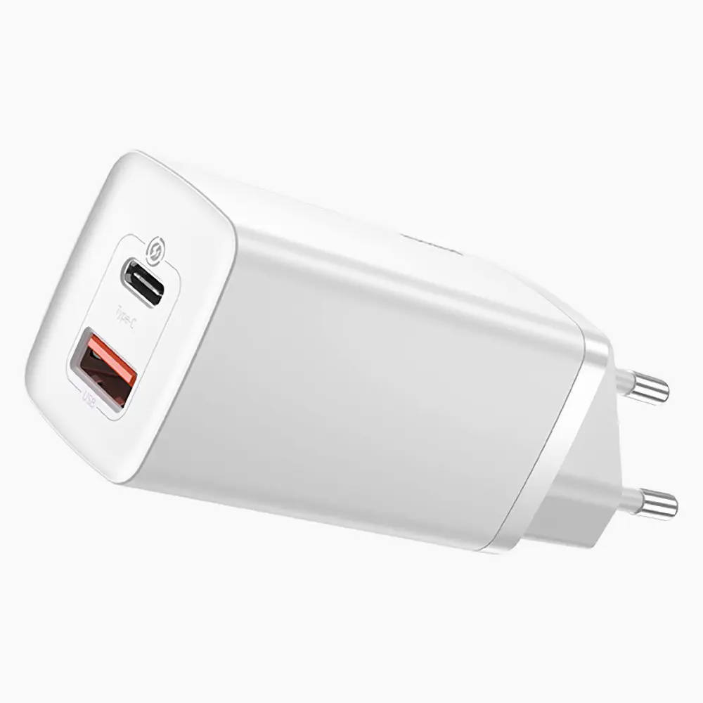 Зарядное устройство сетевое BASEUS GaN2 Lite Quick Charger Type-C+USB на 65W White (CCGAN2L-B02)