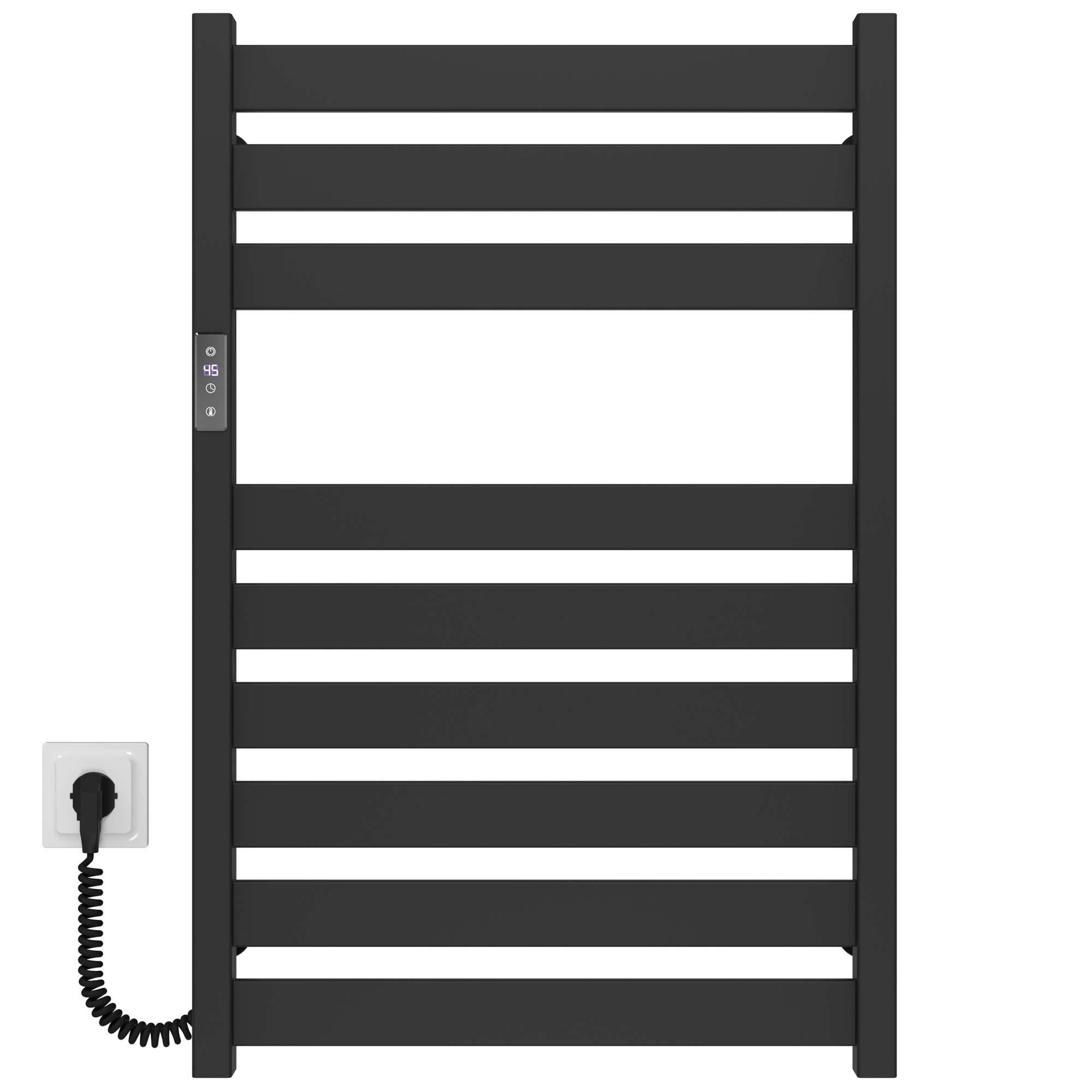 Полотенцесушитель электрический Deffi Victoria П9 JD04 левое подключение нержавеющая сталь 500x800 мм Черный (A.VI.80.50.9.EBL2)