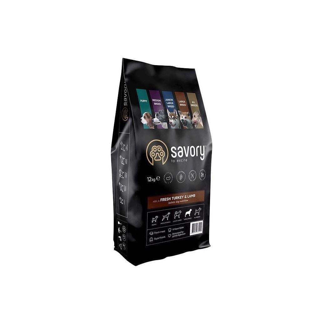 Корм сухой Savory Large для собак крупных пород со свежим ягненком и индейкой 12 кг (30242)