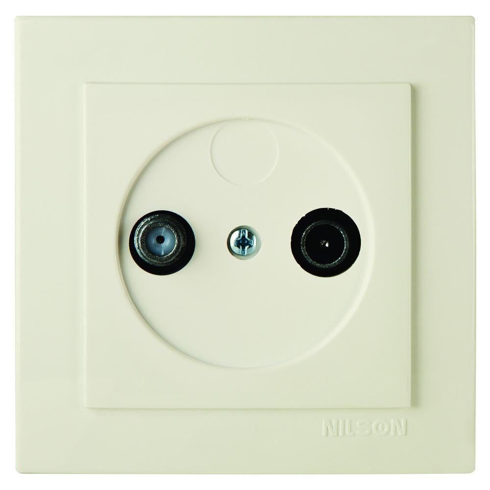 Розетка Nilson Touran одинарна TV-SAT прохідна Кремовий (24121036)