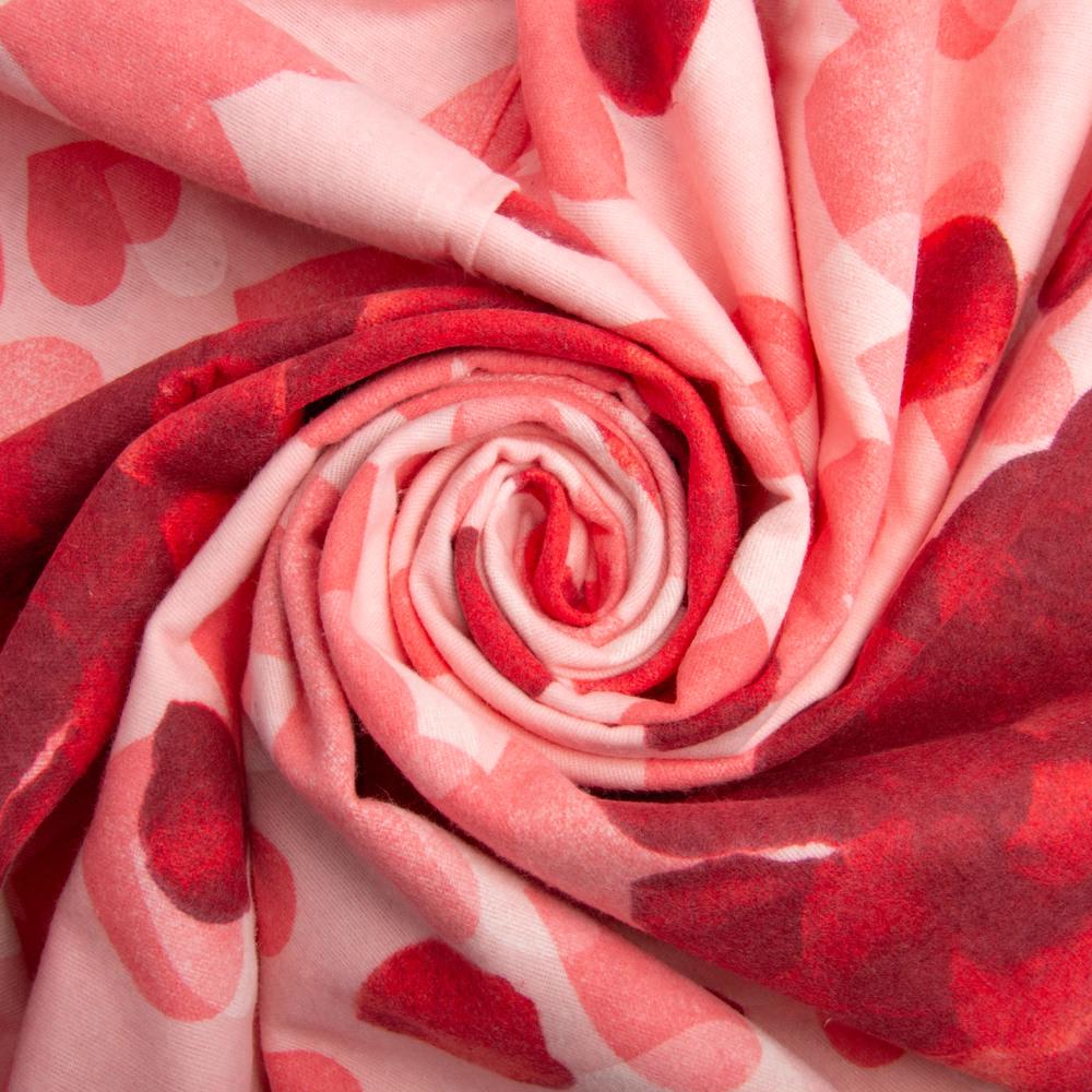 Тканина фланель бавовна Серце 240 см 160 гр/м2 Червоний (25787)