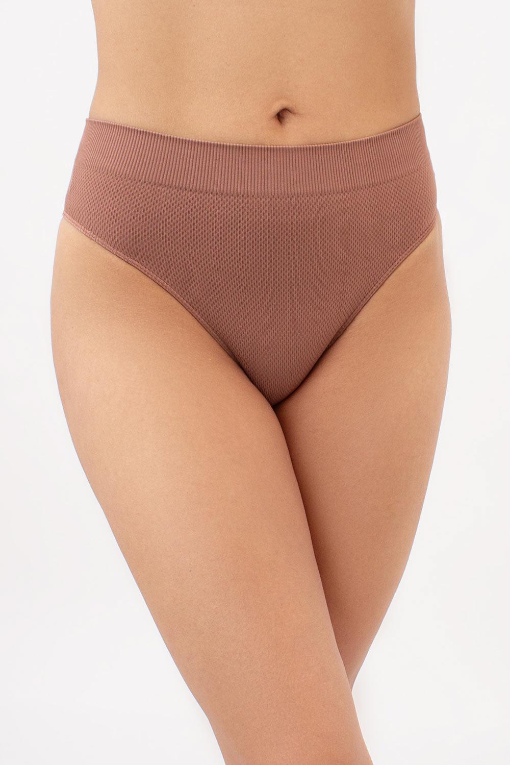 Труси бразиліана жіночі Giulia BRASILIAN BRIEFS GRAIN безшовні S/M Brown (4823116930292)