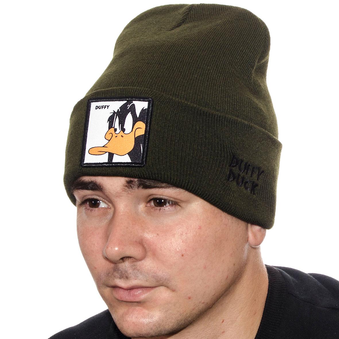 Шапка с шевроном двойная зимняя Daffy Duck L21031 L р. 57-58 Хаки