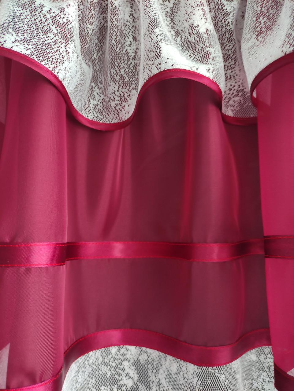 Занавеска аркой 280х165 см Белый с бордовым (шимр-01) - фото 3 Занавеска аркой 280х165 см Белый с бордовым (шимр-01) - фото 3