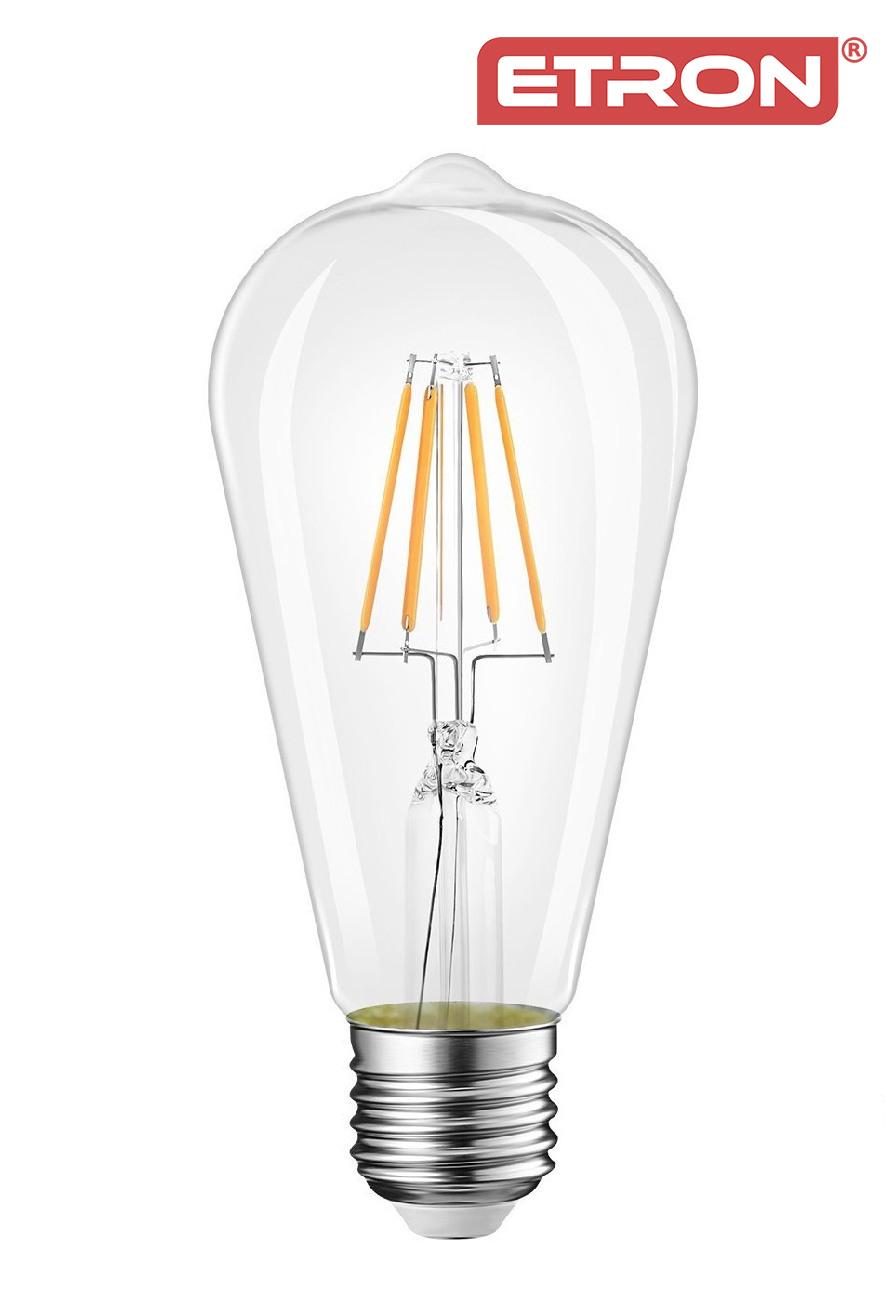 Світлодіодна лампа філаментна ETRON Filament ST64 7W E27 4200K Прозорий (14012) - фото 2 Світлодіодна лампа філаментна ETRON Filament ST64 7W E27 4200K Прозорий (14012) - фото 2