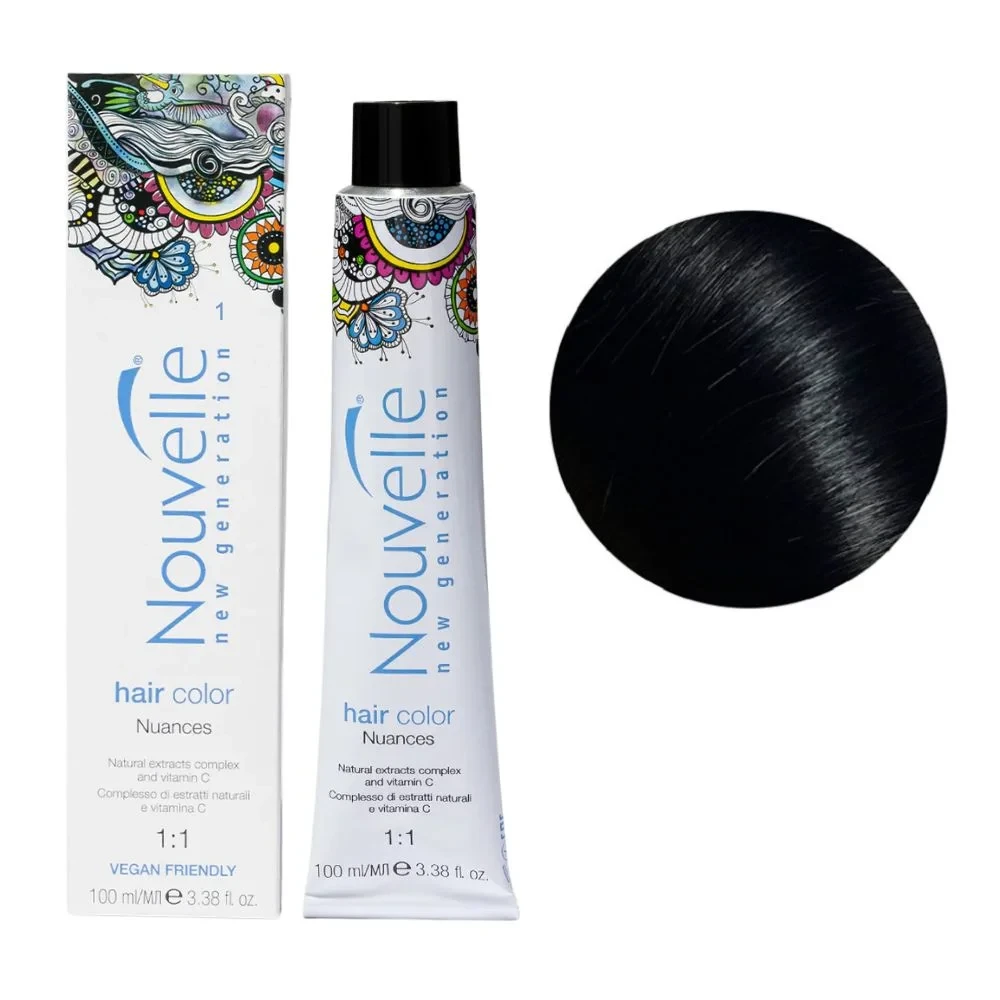 Краска для волос Nouvelle Hair Color 1 Черный натуральный 100 мл Краска для волос Nouvelle Hair Color 1 Черный натуральный 100 мл