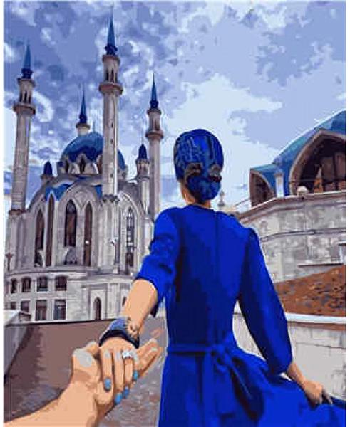 Картина по номерам Strateg Девушка в синем 40x50 см (VA-0833)