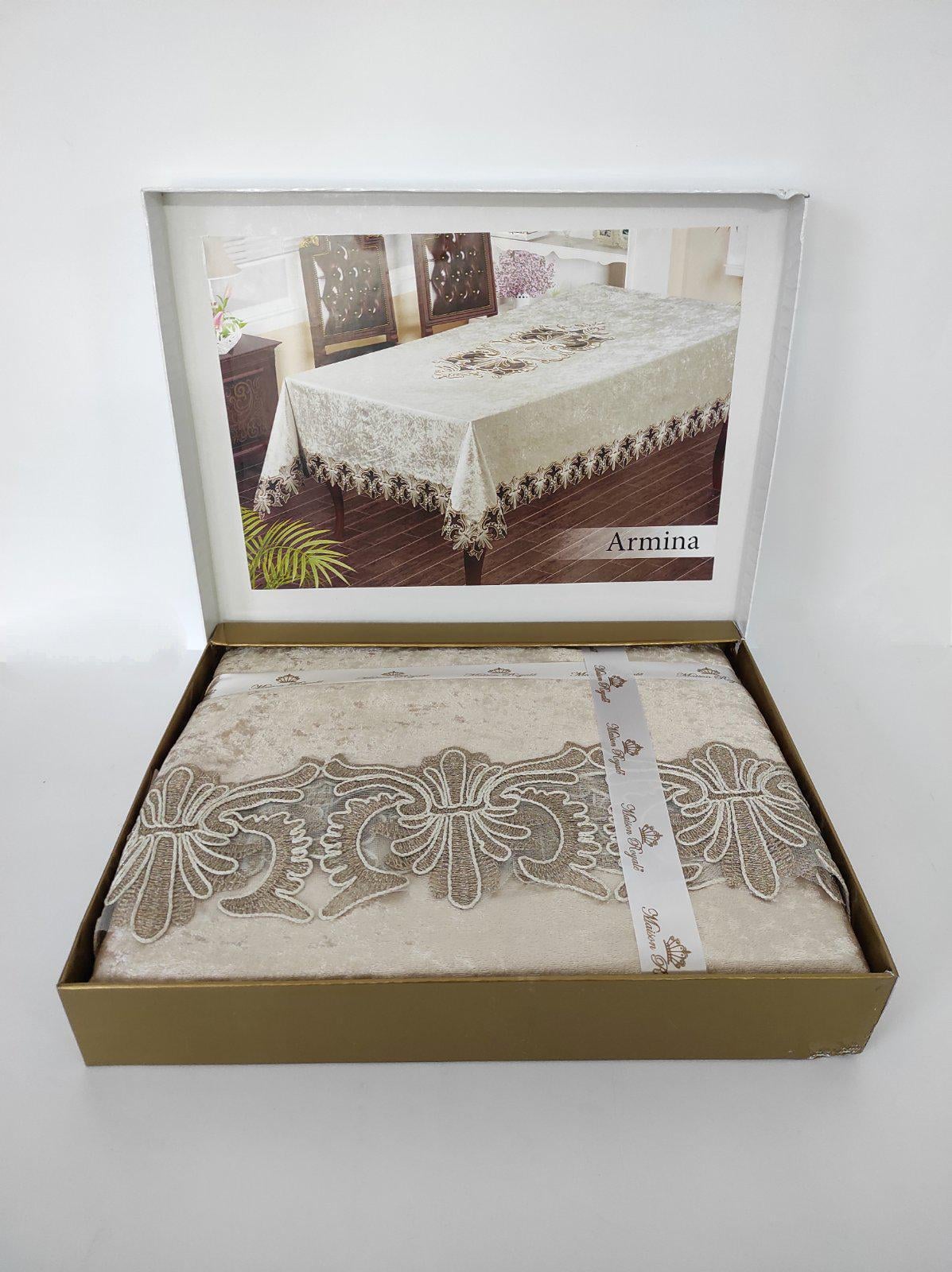 Скатерть велюровая Maison Royale 160x220 Armina Cappucino (CN9239)