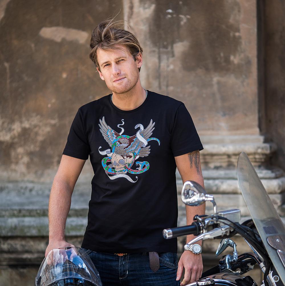 Футболка з вишивкою BATIAR Череп і орел XXXL Чорний