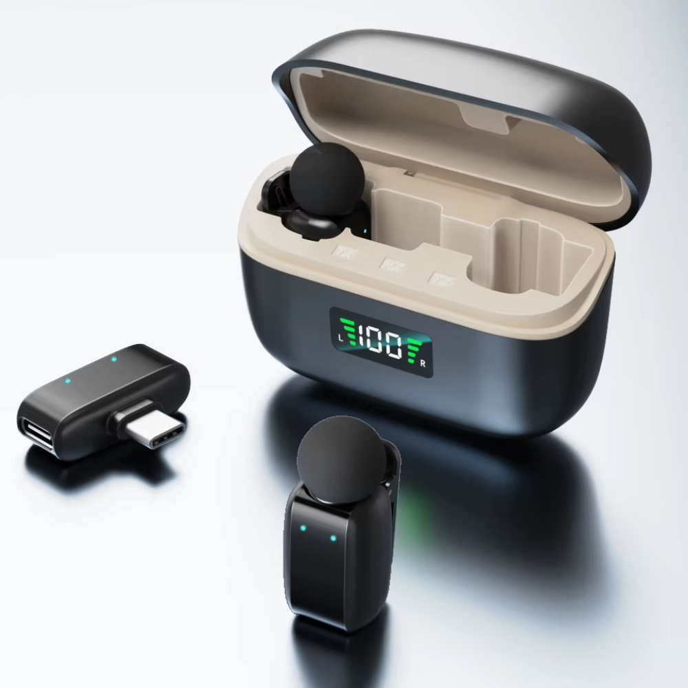 Микрофоны беспроводные петличные с шумоподавлением ONELEADER SX35 с зарядным кейсом с подключением Type-C для iPhone та Android