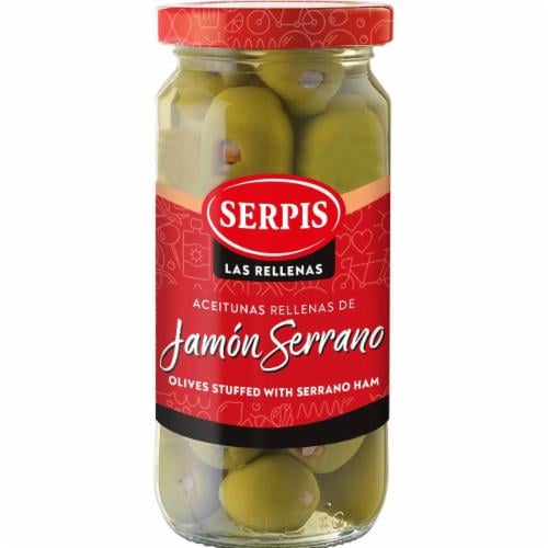 Оливки зеленые Serpis Jamon Serrano с хамоном 235 г (37724484)