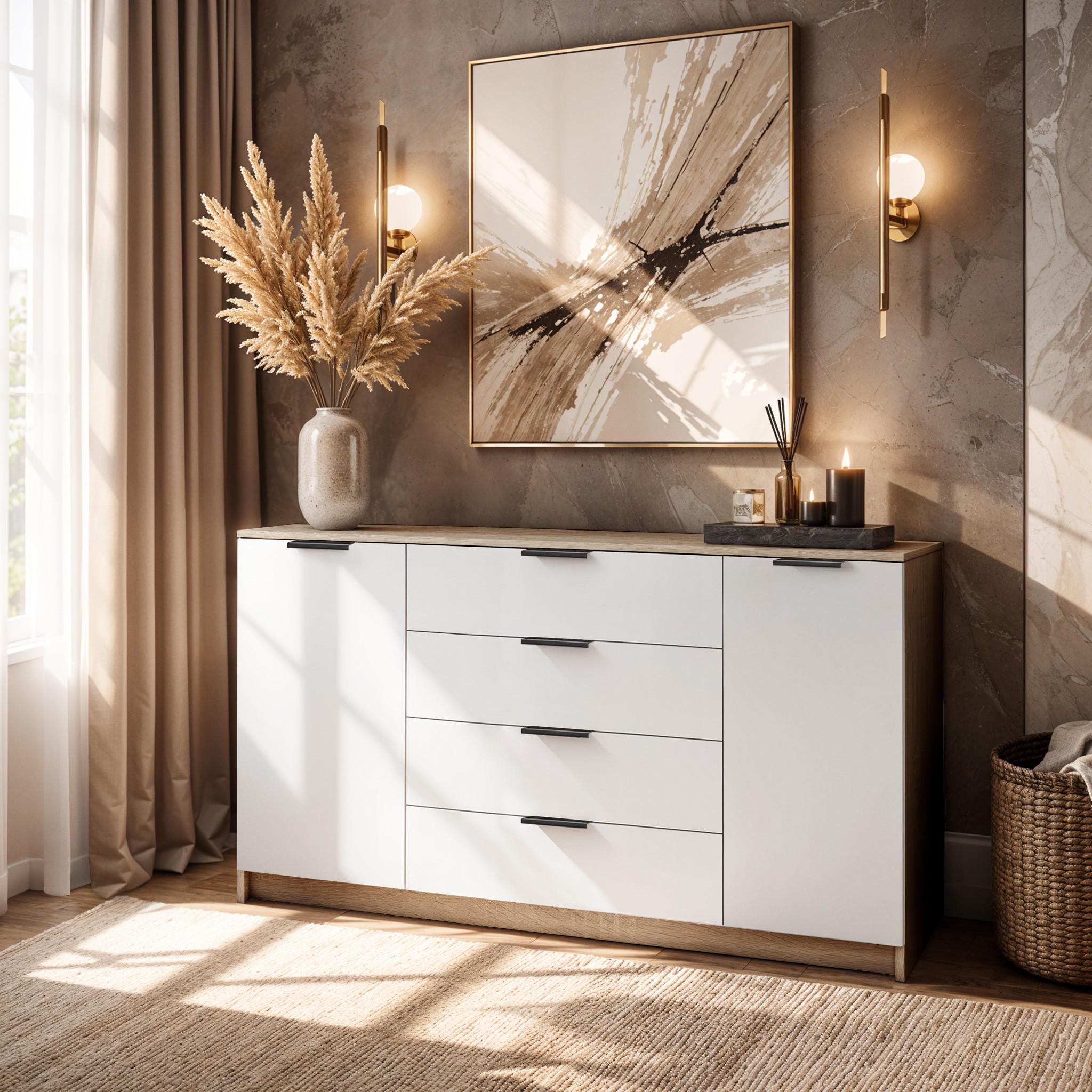 Комод Standart 4+2 1250х350х810 мм Дуб Сонома/Белый