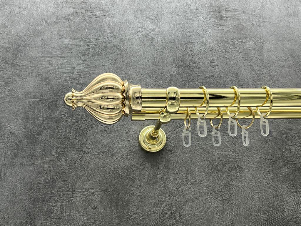 Карниз Quadrum Таджа гладкая штанга двойной открытый 25/19 мм 160 см Золотой