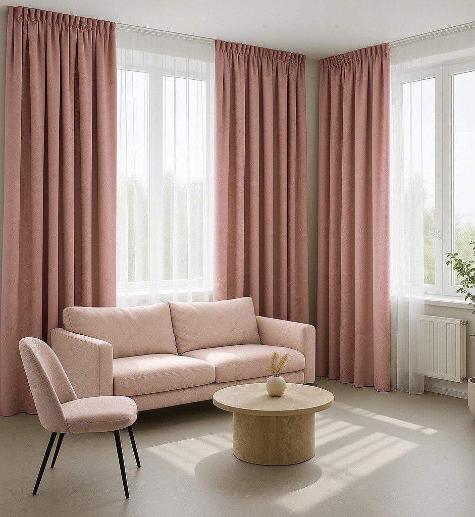 Комплект штор блекаут 200х275 см 2 шт. Персиково-рожевий (8132-147-200-275) - фото 1 Комплект штор блекаут 200х275 см 2 шт. Персиково-рожевий (8132-147-200-275) - фото 1