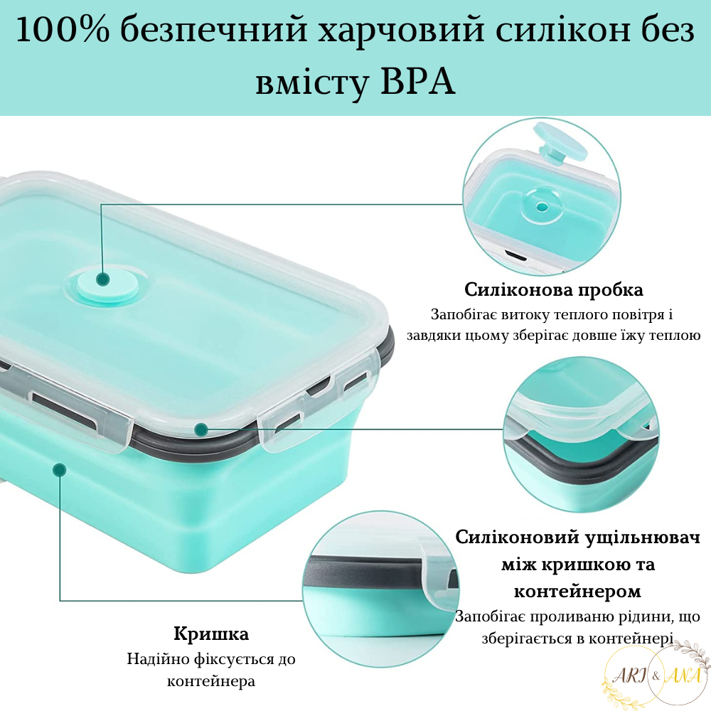 Набір силіконових складних контейнерів для зберігання їжі 4 шт. Синій (11652462) - фото 3 Набір силіконових складних контейнерів для зберігання їжі 4 шт. Синій (11652462) - фото 3