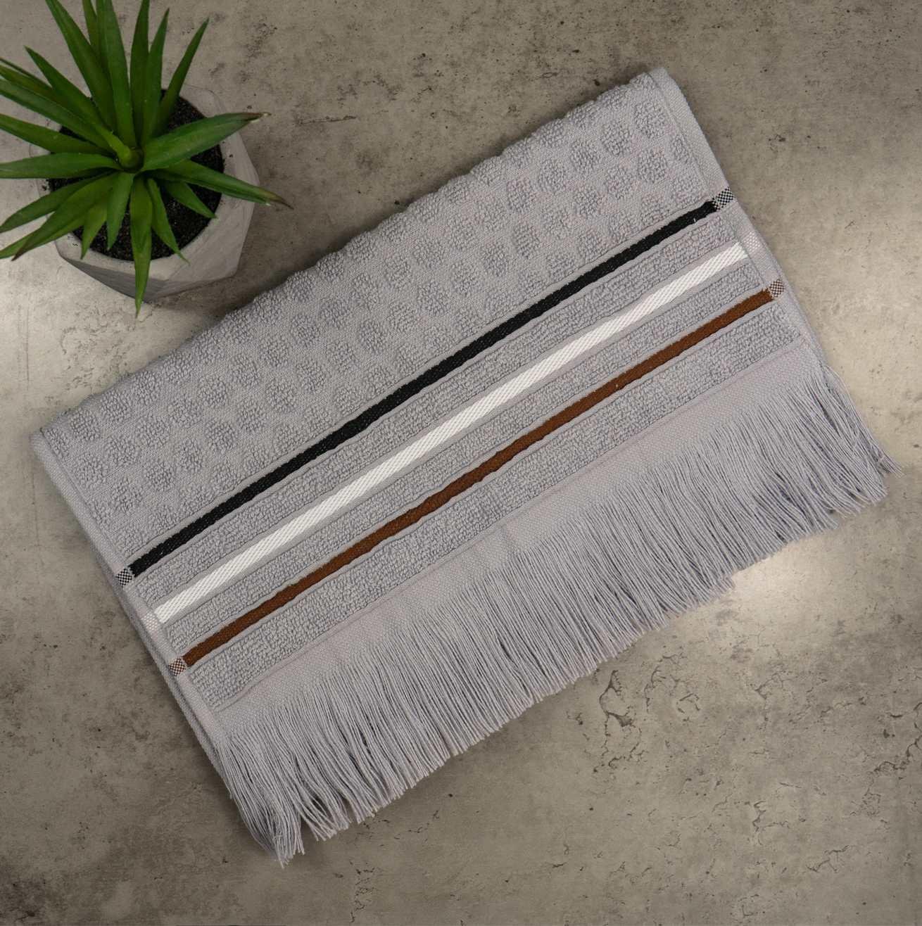 Полотенце жаккардовое с бахромой GM Textile 400 г/м2 30х50 см Серый (l30x50-grey)