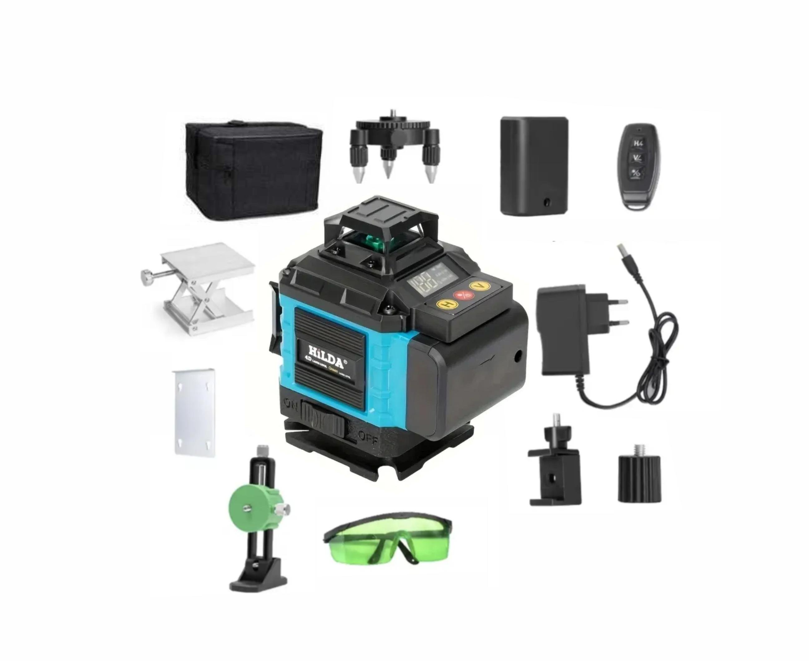 Лазерный уровень с ЖК-экраном HILDA 4D с сумкой 16 линий (HiLDA 4D bag)