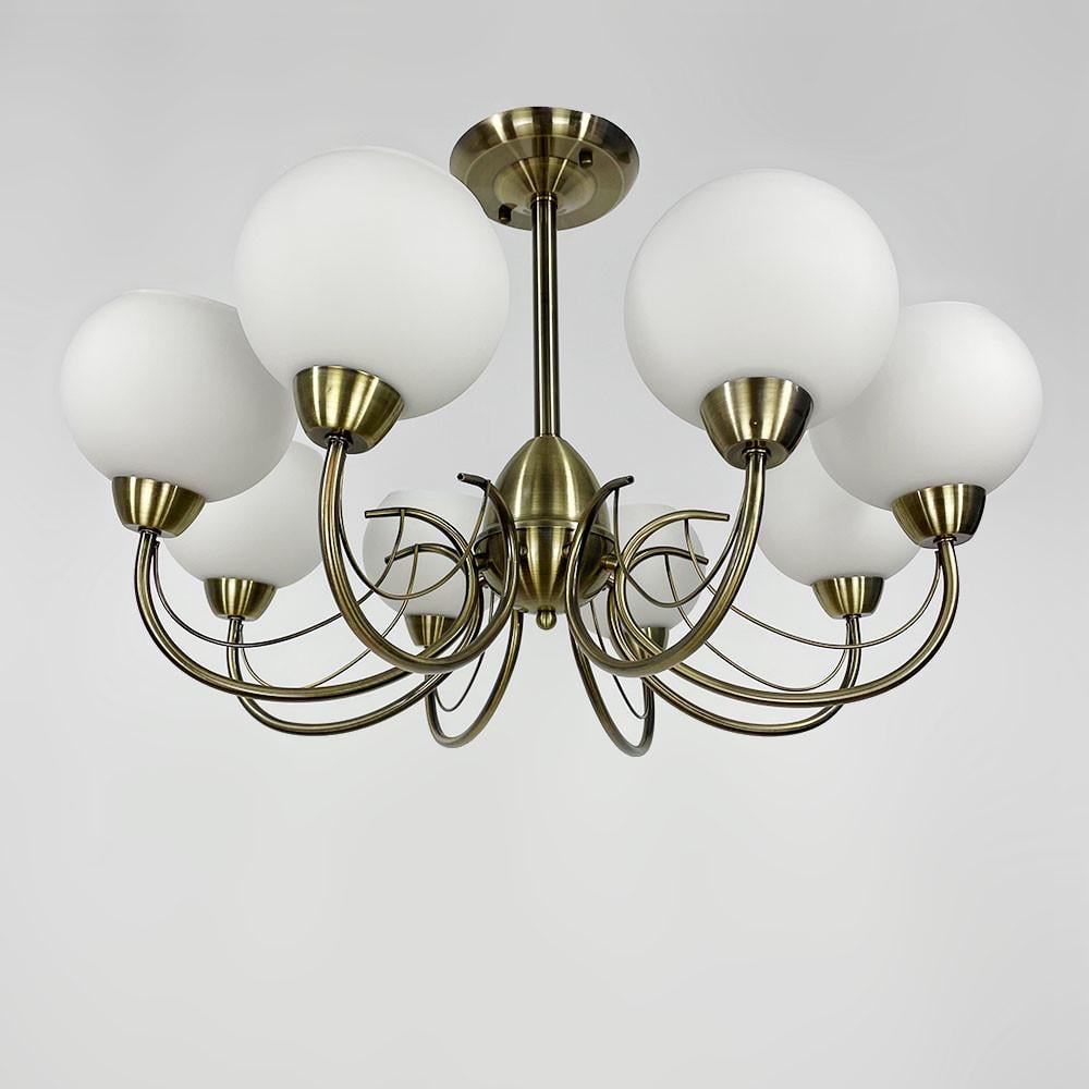 Люстра на 8 белых плафонов Бронза (91063/8 AB/WT) Люстра на 8 белых плафонов Бронза (91063/8 AB/WT)