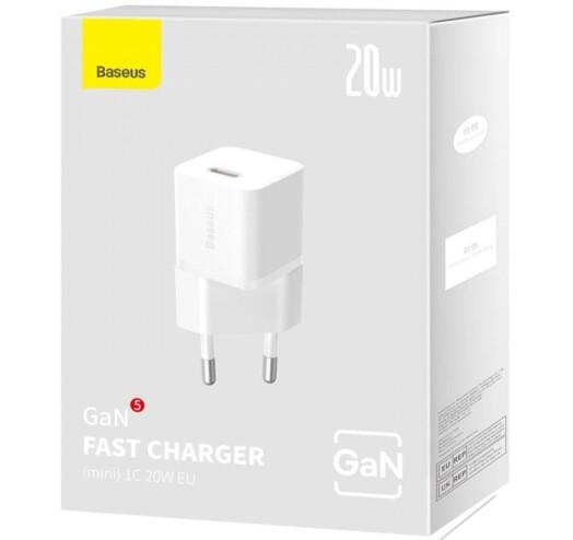 Зарядное устройство сетевое для BASEUS GaN5 Fast Charger mini 1C 20W EU CCGN050102 White - фото 6