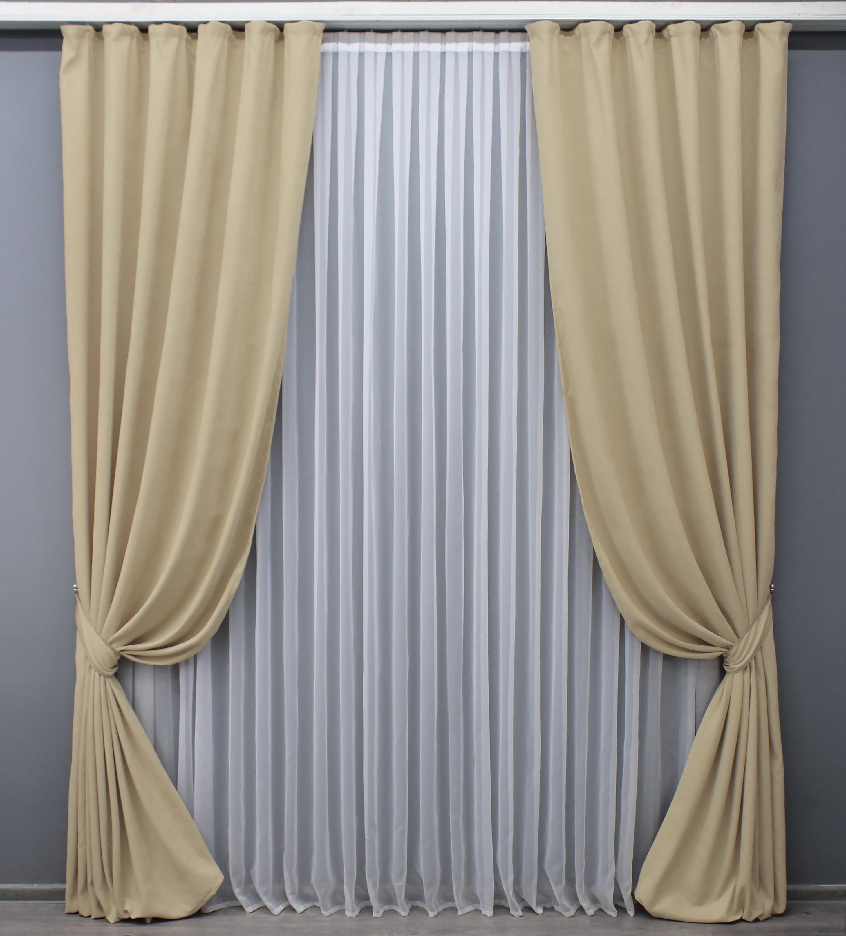 Комплект штор VR-Textil Petek №1491ш микровелюр 100х290 см 2 шт. Бежевый (31-779)