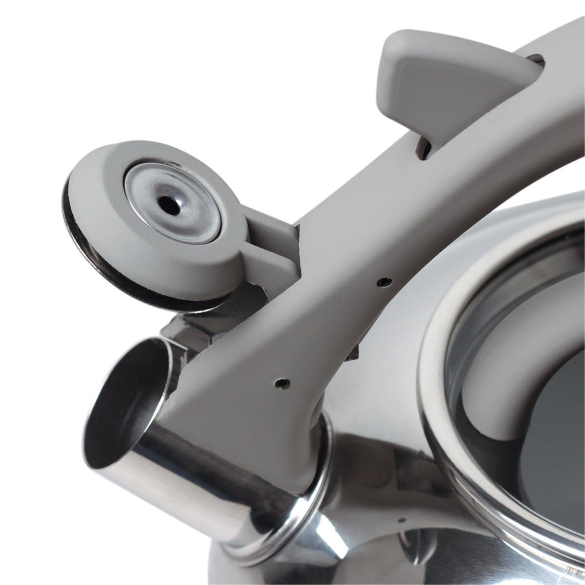 Чайник Kamille KM-0687A из нержавеющей стали со свистком и стеклянной крышкой для всех видов плит 2,8 л Серый (29-84-0687A) - фото 5