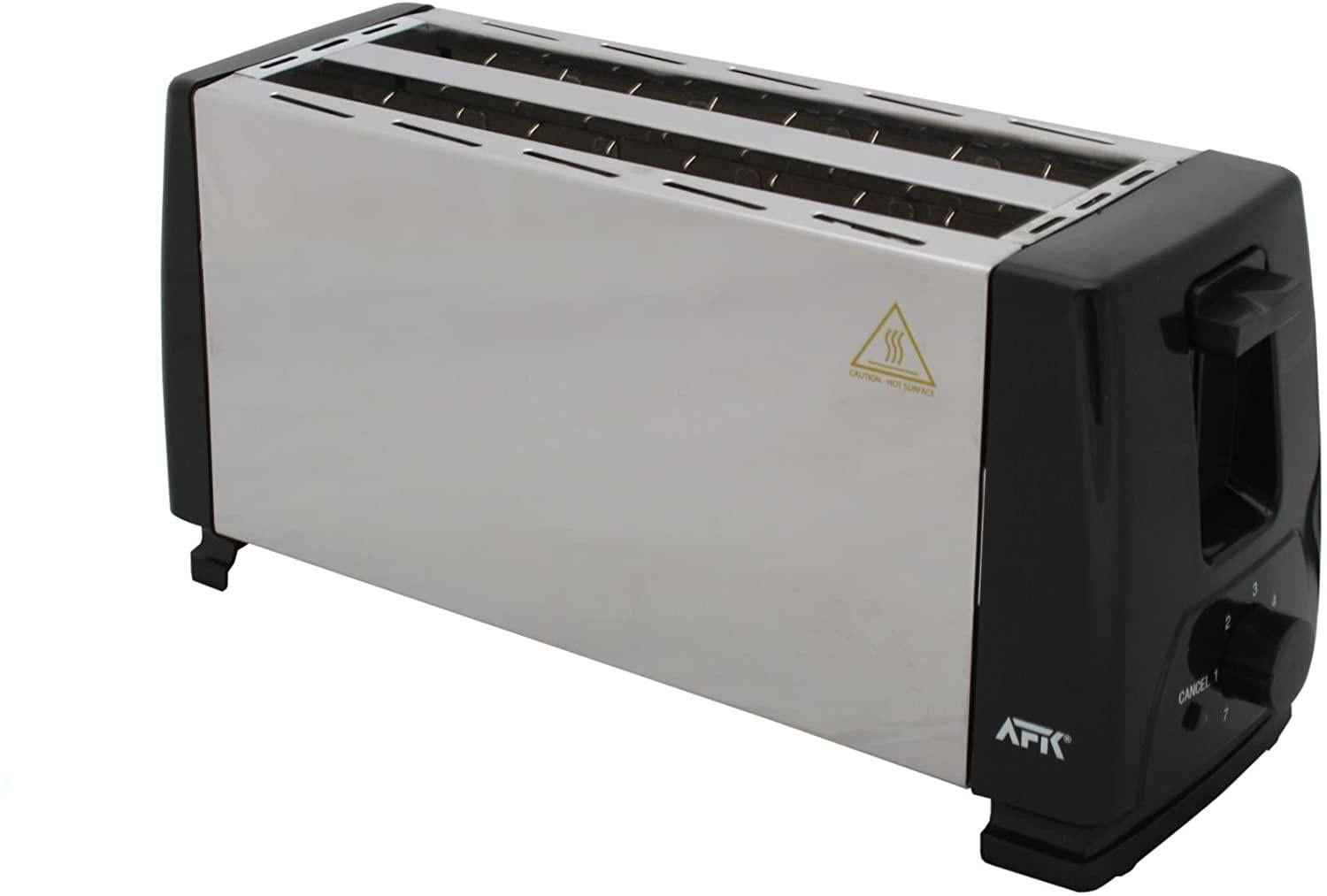 Тостер из нержавеющей стали на 4 ломтика 2 жаровни с длинным слотом 1300 Вт Серый