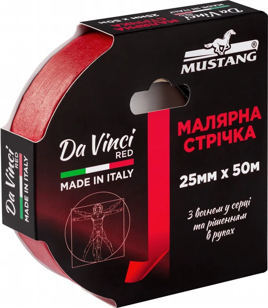 Малярная лента Mustang Da Vinci Red рисовая 25 мм х 50 м Красный - фото 1 Малярная лента Mustang Da Vinci Red рисовая 25 мм х 50 м Красный - фото 1
